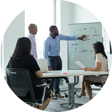 People in the office discussing