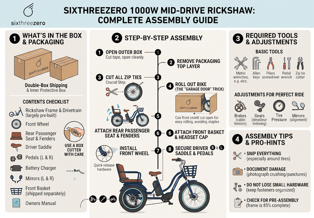 How to Assemble the Sixthreezero 1000W Mid-Drive Electric Rickshaw