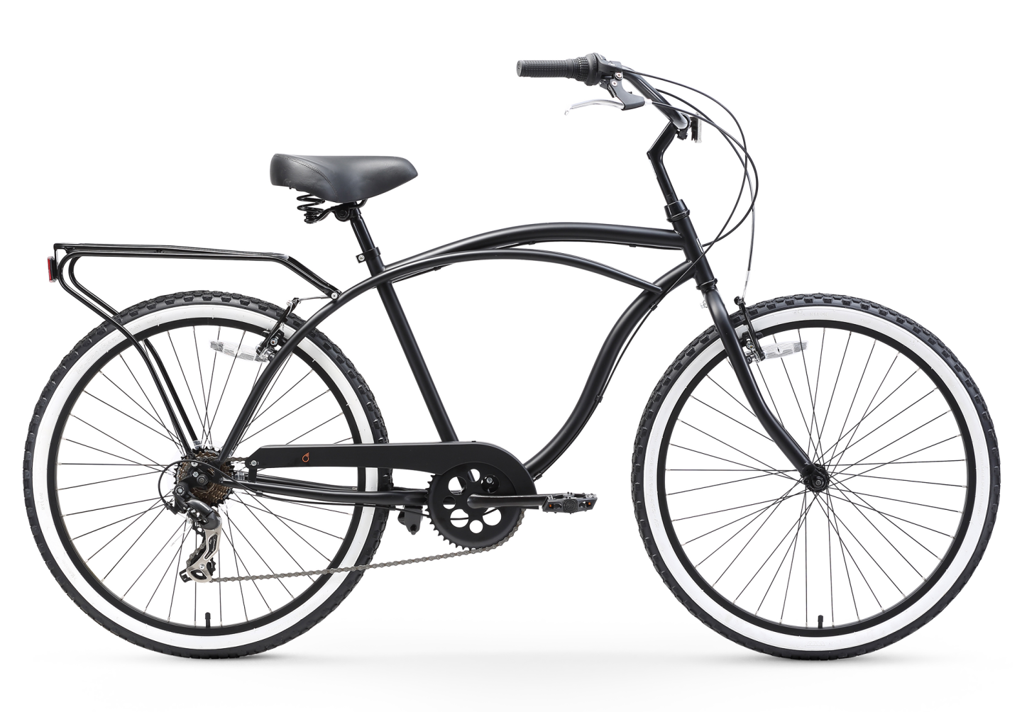 Sixthreezero Men s 7 Speed Beach Cruiser Bicycle Matte Black 24 Inch Around the Block