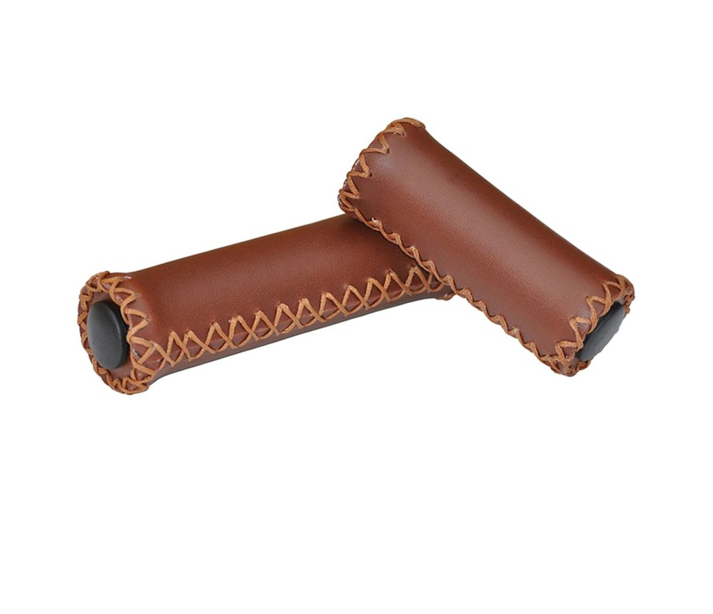 ABi Pair Of Brown Faux Leather Bicycle Grips – 22mm X 120/95mm, Handmade, Universal Fit