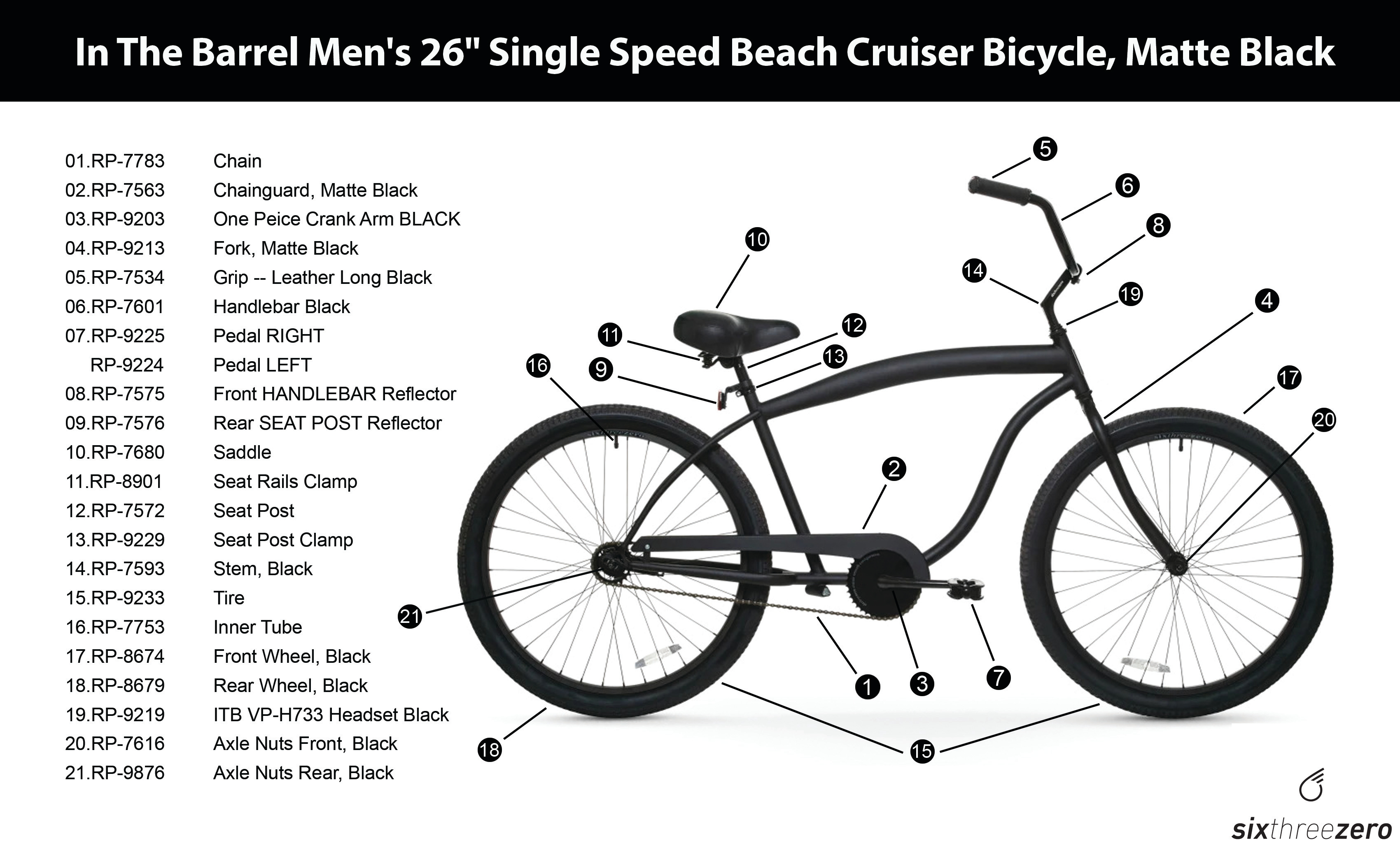 Sixtheezeo 26 Inch Single Speed Men's Beach Cuise Bicycle