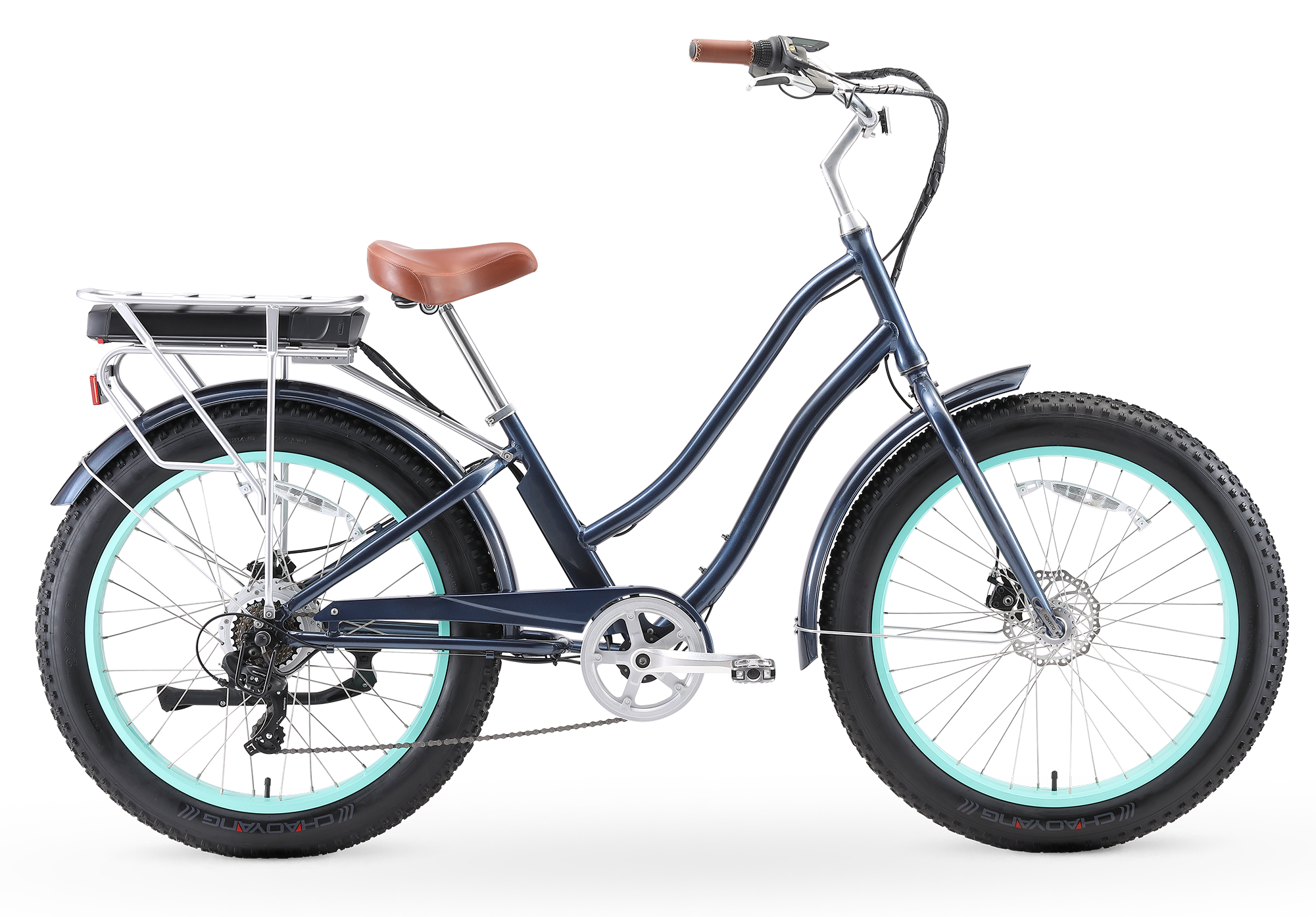 Best fat tire bikes for sand / beach riding with 630520 evryjourney womens 7speed 500w fattire electricbicycle navy profile