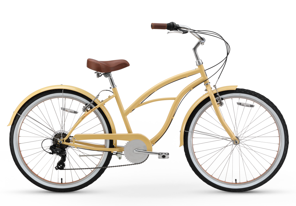 Sixthreezero Women s Single Speed College Bicycle Yellow Beach Cruise Bike for Women