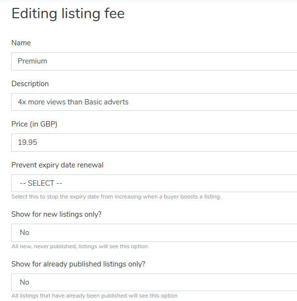 editing listing fee