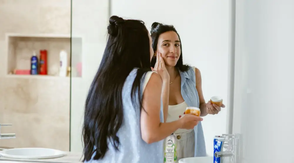 Woman taking care of her skin