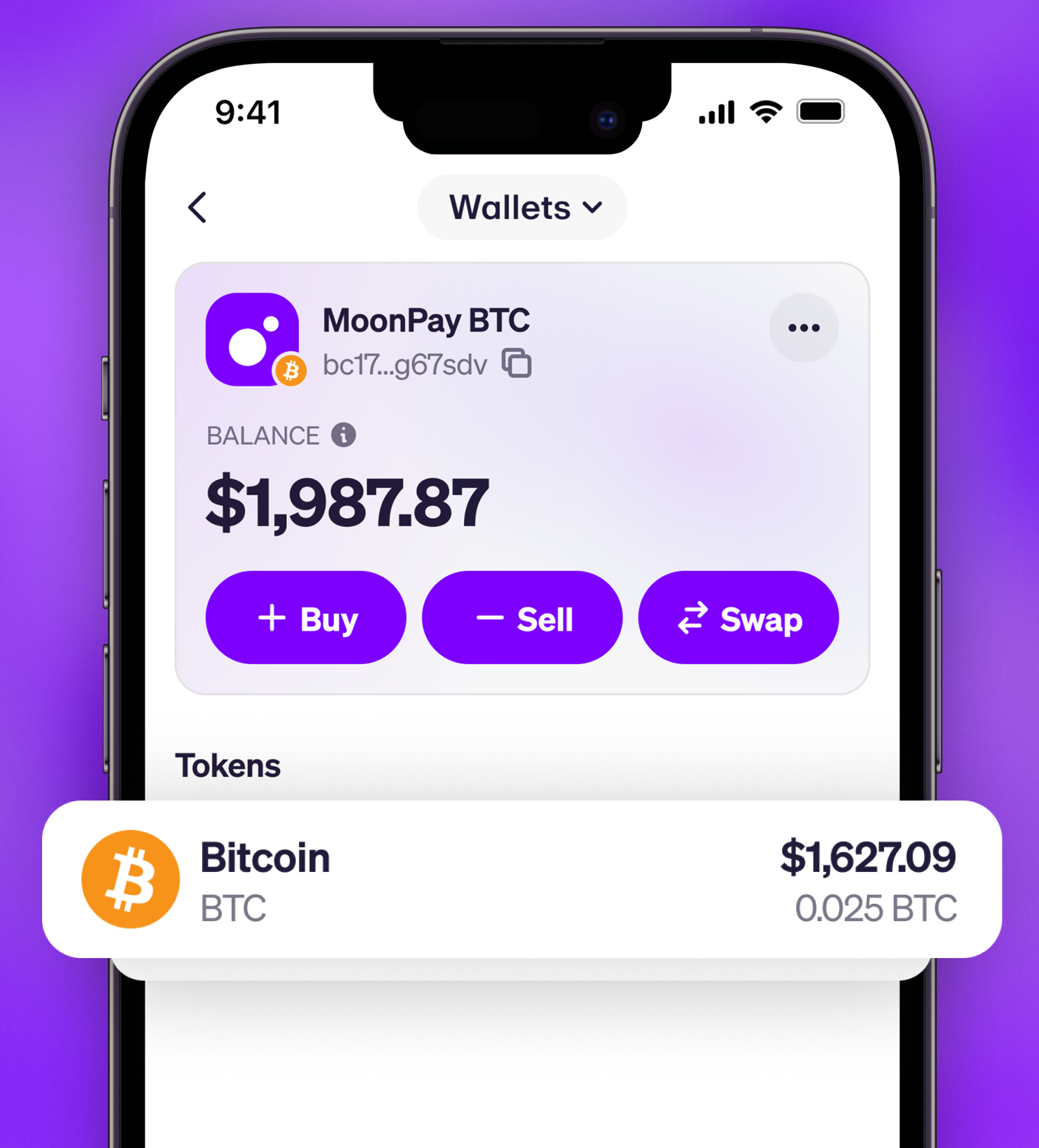 Sell from your MoonPay Bitcoin Wallet