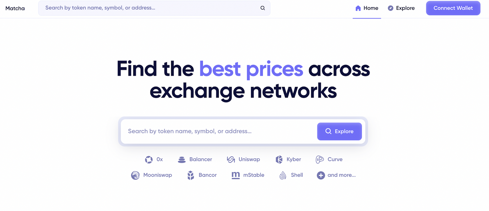 Matcha exchange homepage.