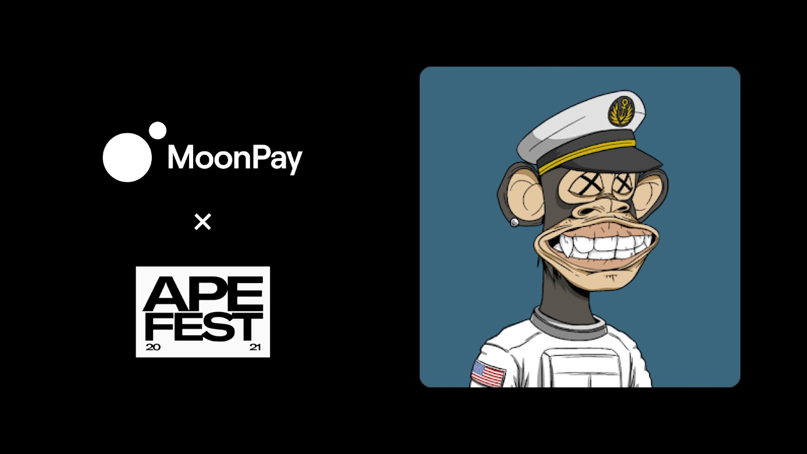 A photo of MoonPay and Bored Ape Yacht Club’s ApeFest logos.