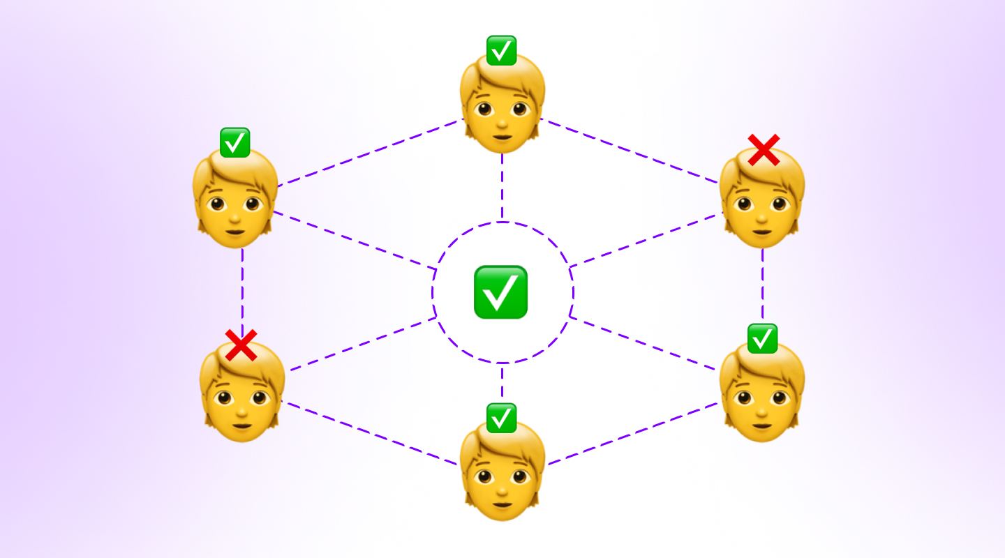 A visual representation of a blockchain consensus mechanism.