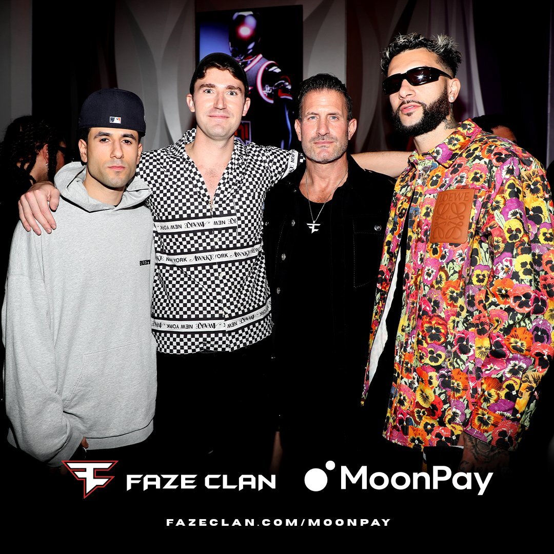 A picture of MoonPay CEO Ivan Soto-Wright with the FaZe Clan team. 