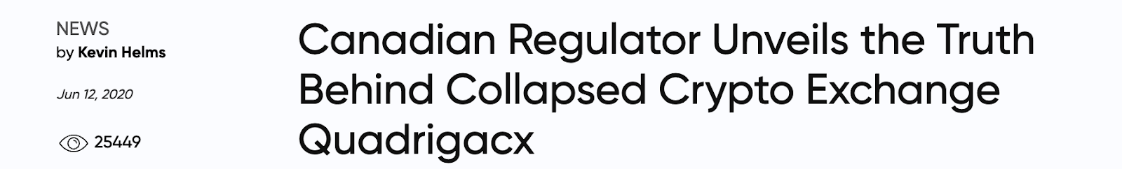 News headline on collapsed crypto exchange.