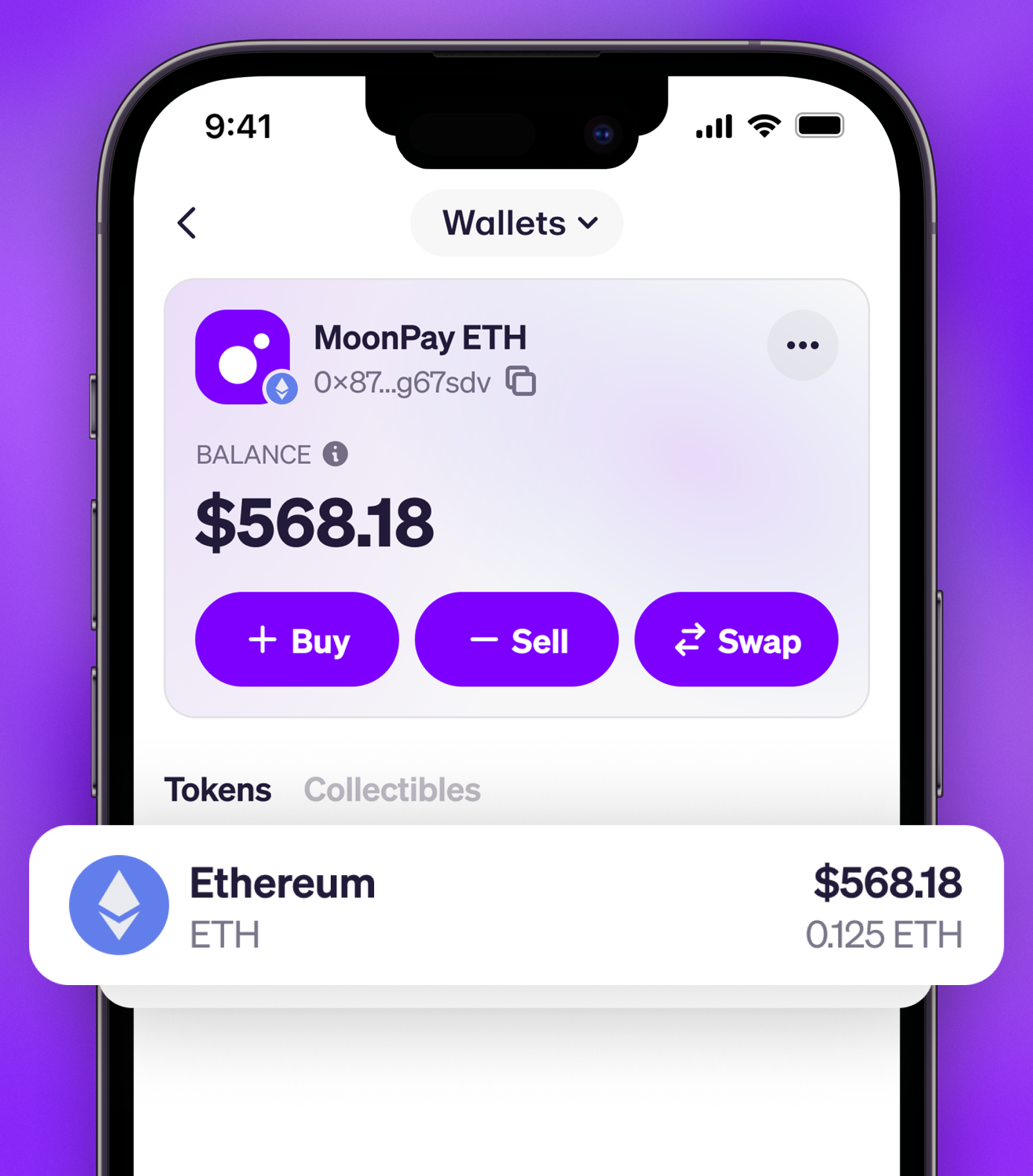 Sell from your MoonPay Ethereum Wallet