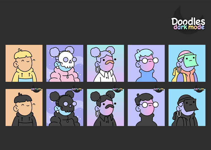 A picture of Doodles dark mode, a proposal in the Doodlebank.