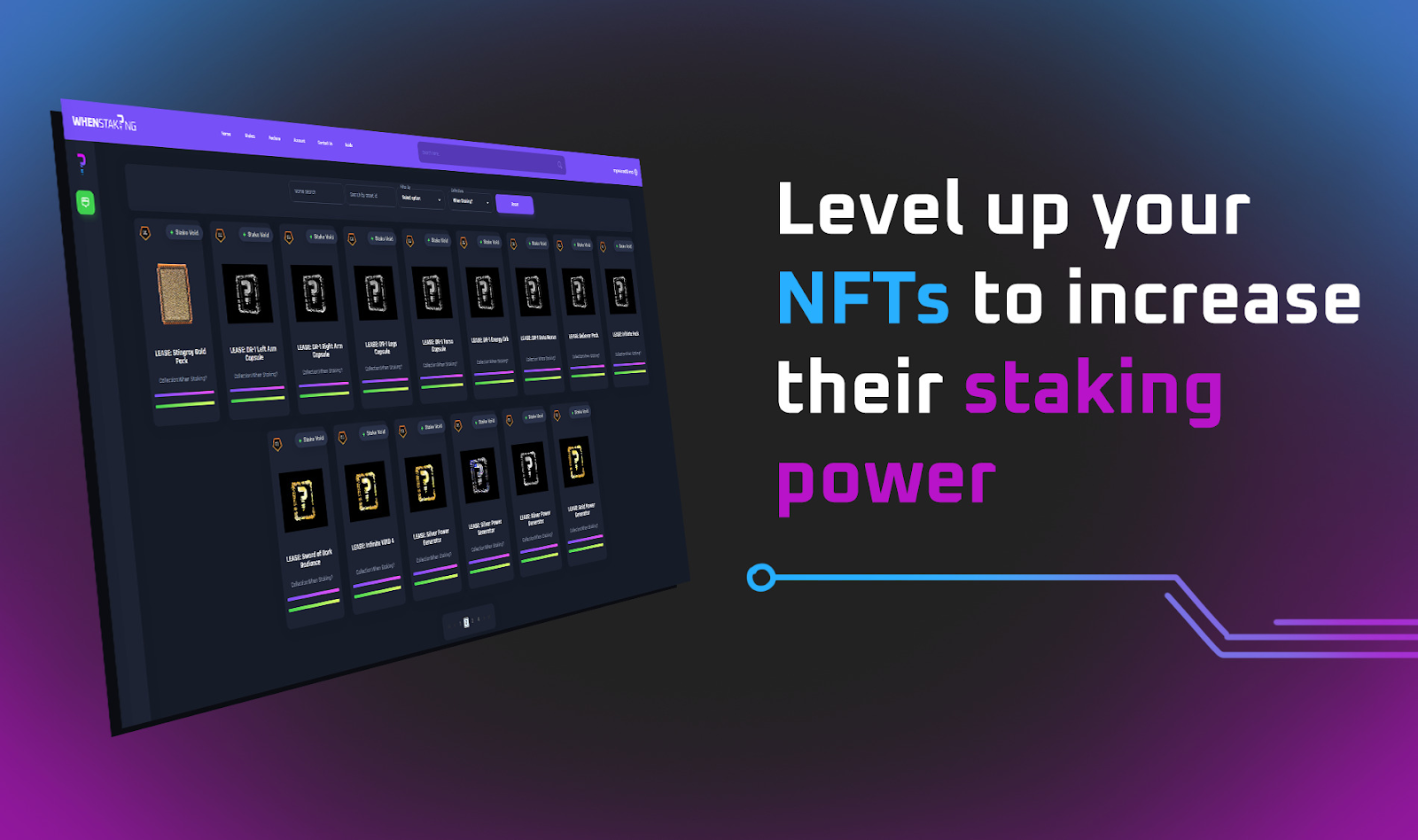 An image of WhenStaking’s NFT staking platform.