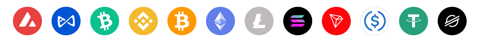 An image of many cryptocurrency logos, including Bitcoin and Ethereum.
