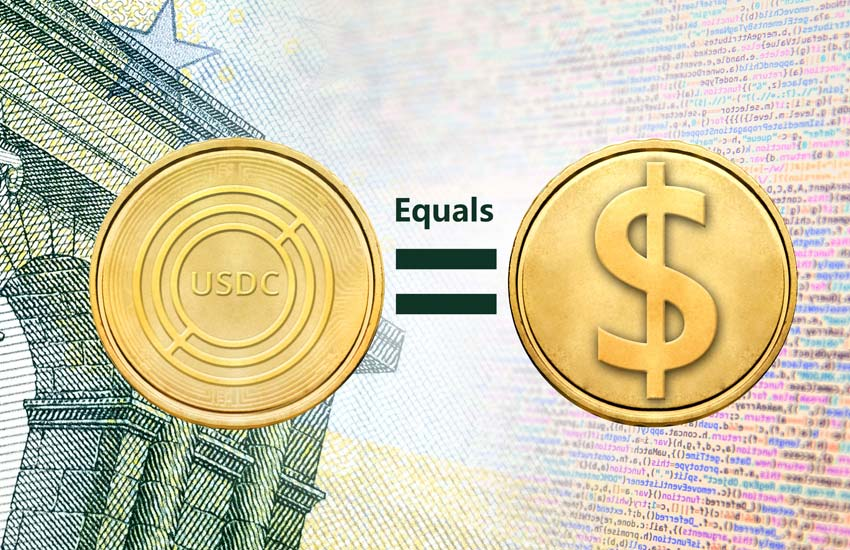 An image of gold USD Coin and US Dollar renderings.