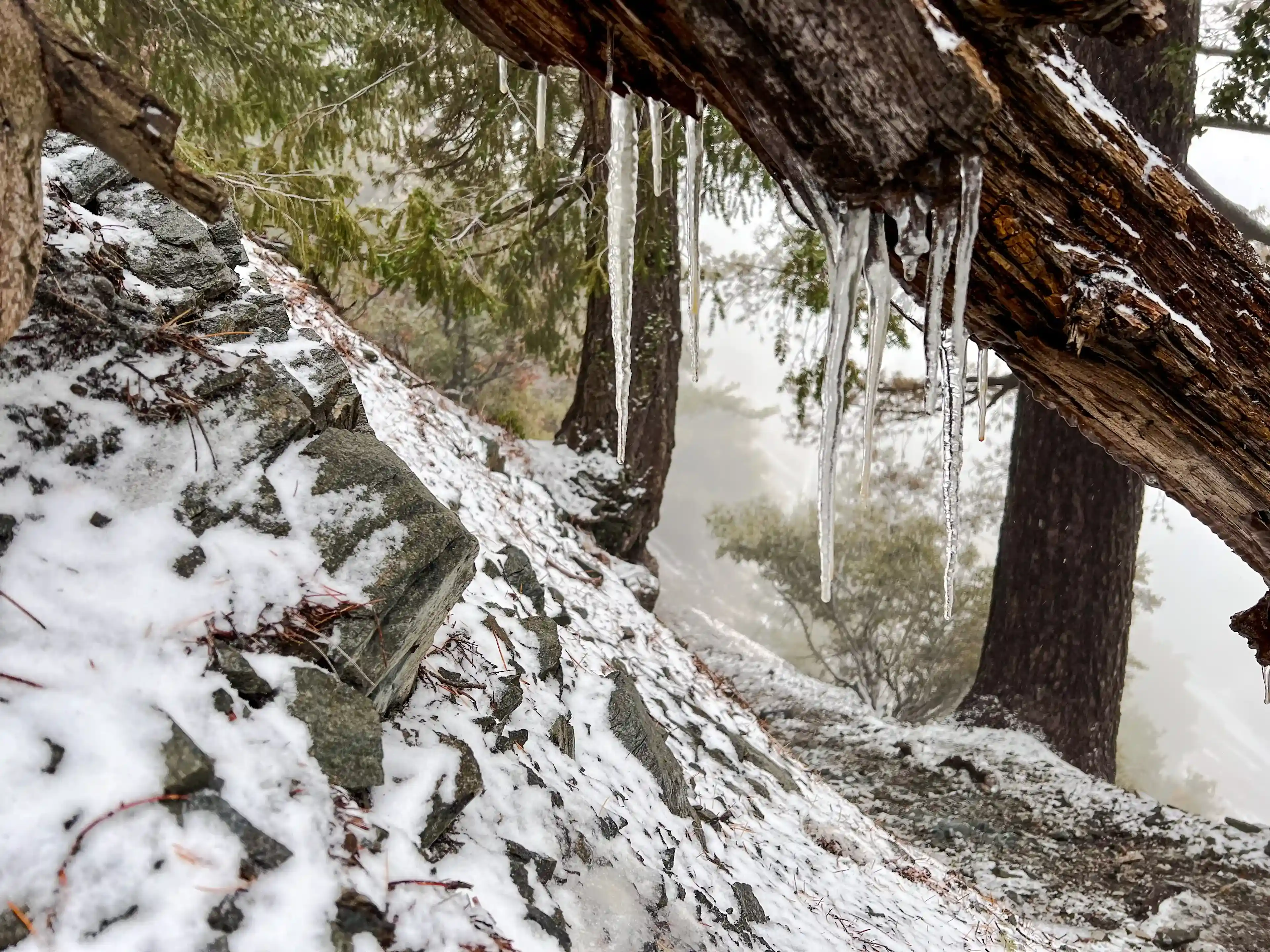 San Antonio Falls - first icicles on the trail