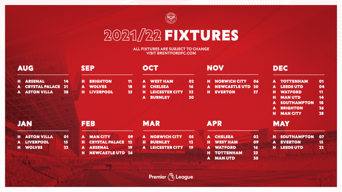 Sync our Premier League fixtures to your calendar Brentford FC