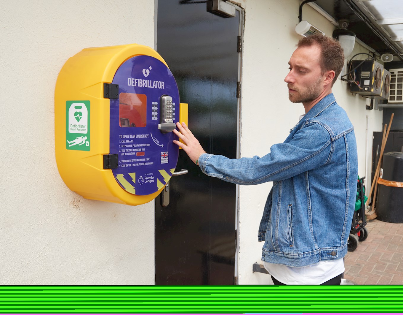 WatchChristian Eriksen unveils Premier League Defibrillator Fund installation at Bedfont Sports