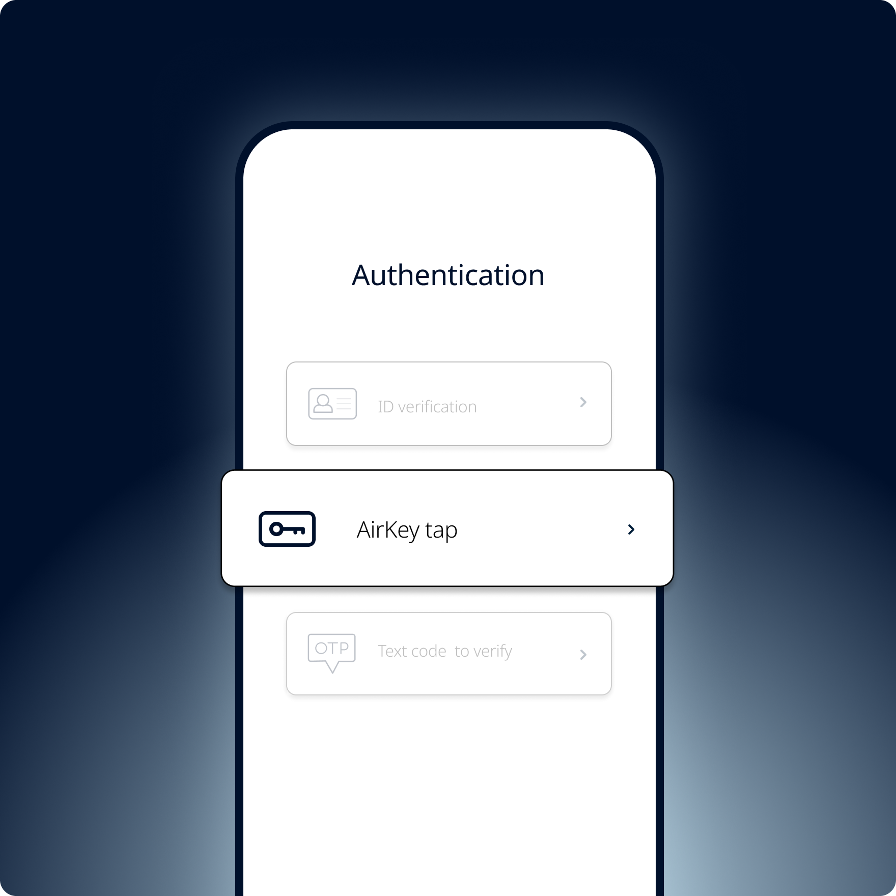 Phone mockup for step: Select AirKey