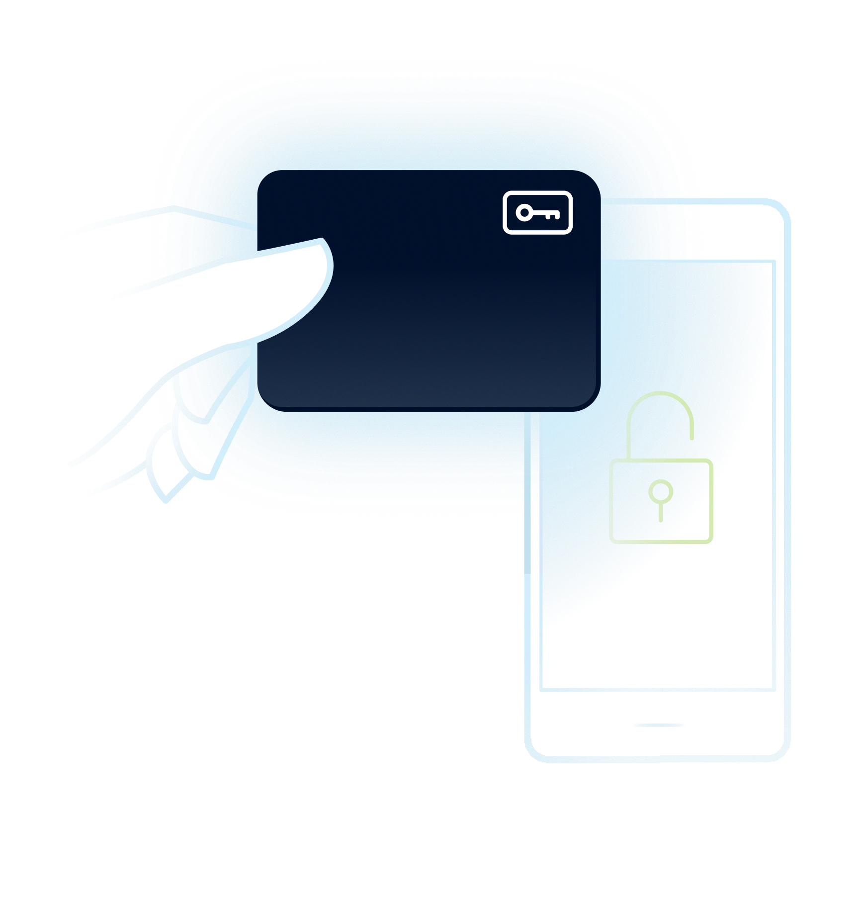 Illustration of a two-factor card tap authentication flow