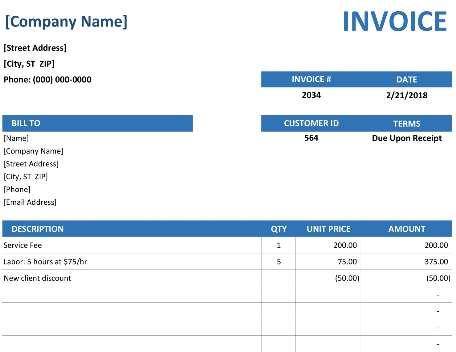 printable invoice template excel