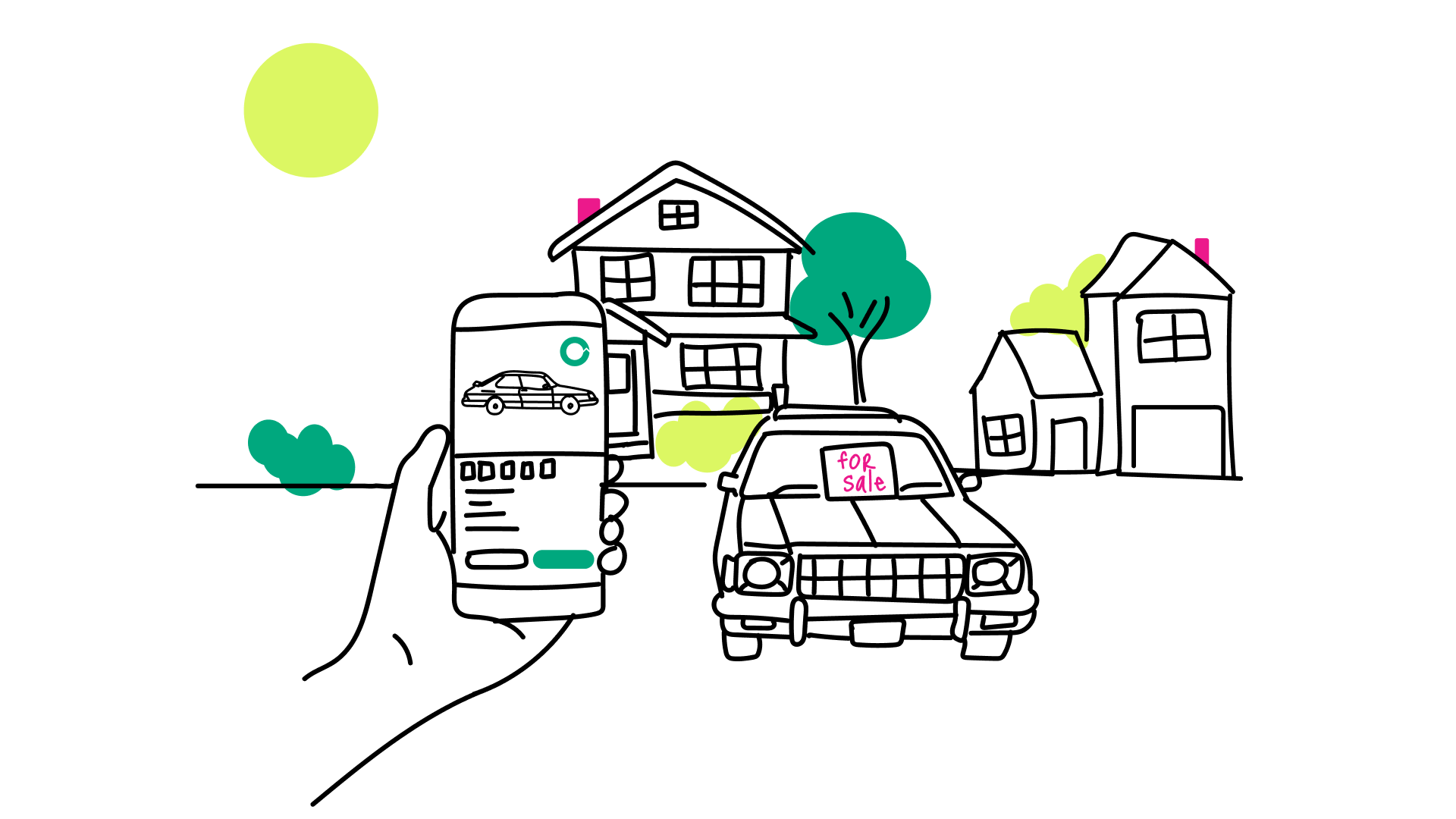 Illustration - blog header - selling car scene