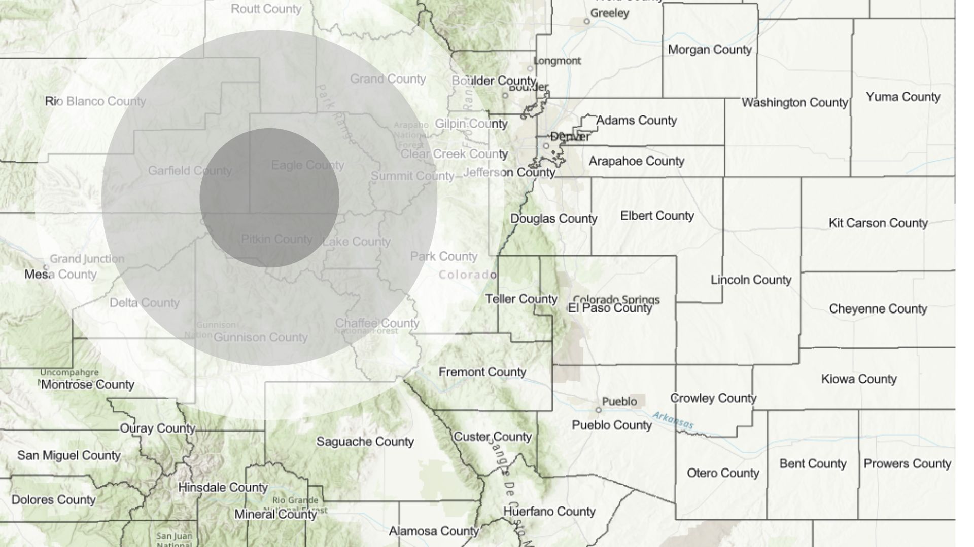 Western Slope Colorado Service Area Map showing travel zones