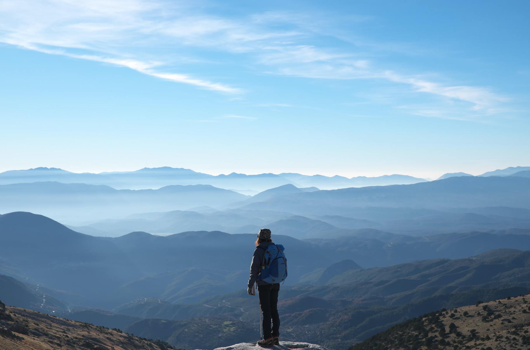 person on top of mountain