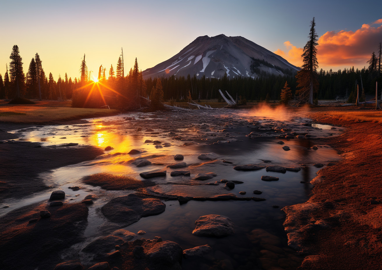 Digital art inspired by Lassen Volcanic National Park