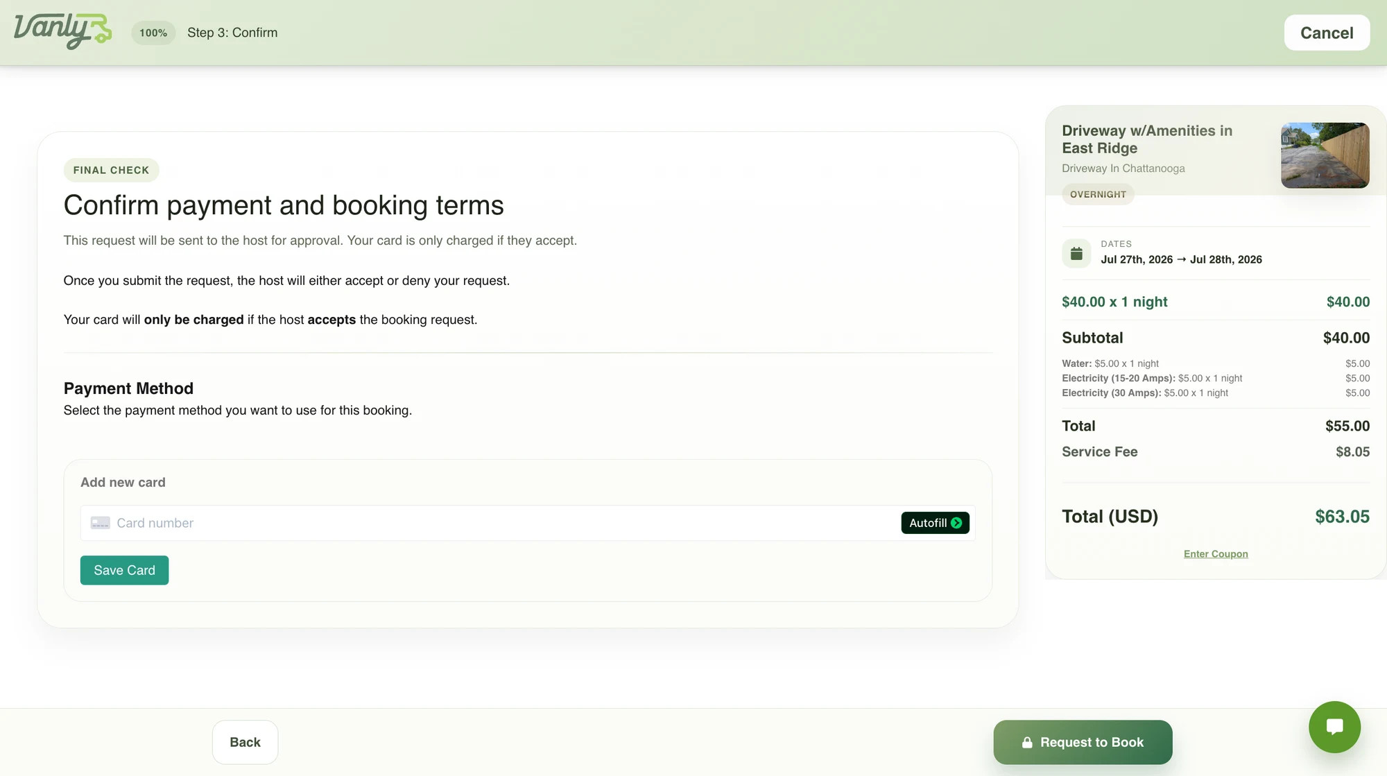 Confirm your trip, guest, vehicle, and host-introduction details.