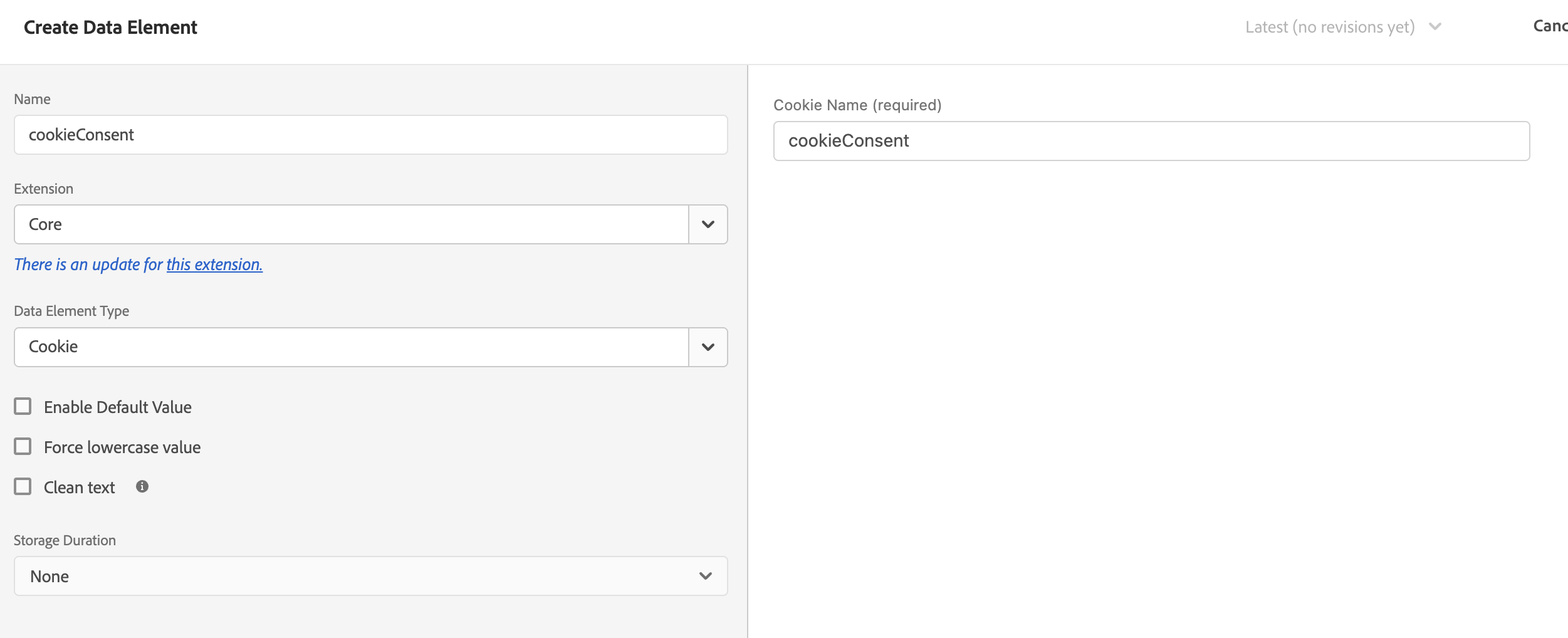 cookie consent data element
