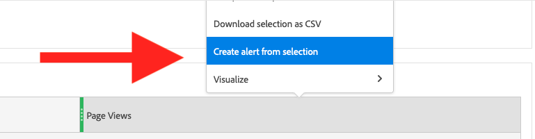 create alert from selection