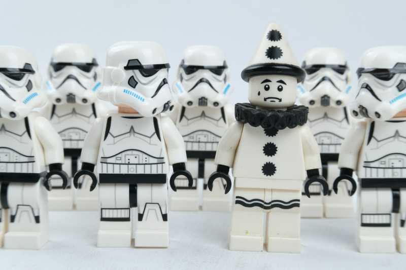 Lego clown hidden with storm troopers