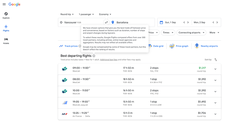 Google flights