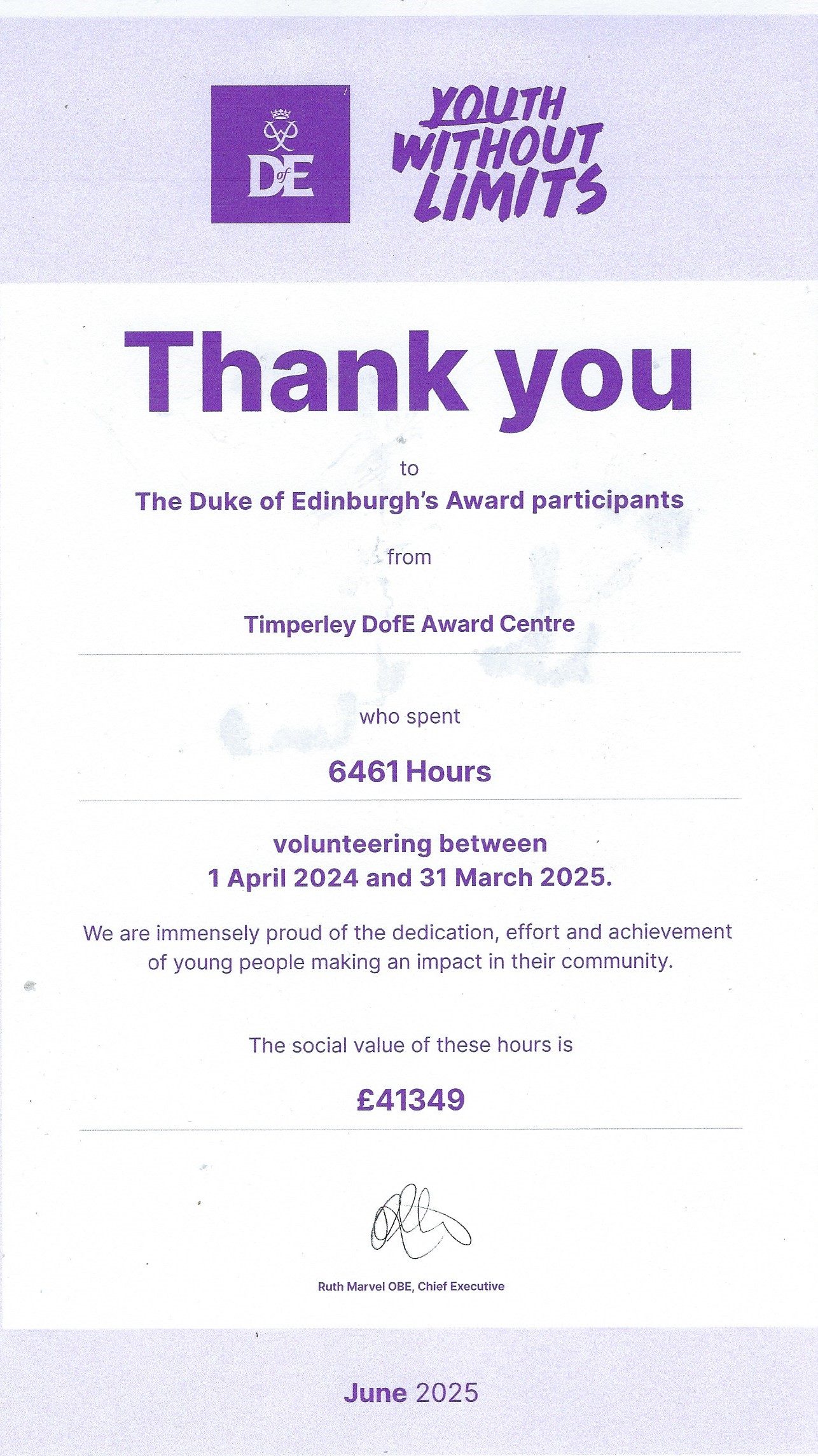 Image 1 from Celebrating DofE participants volunteering 