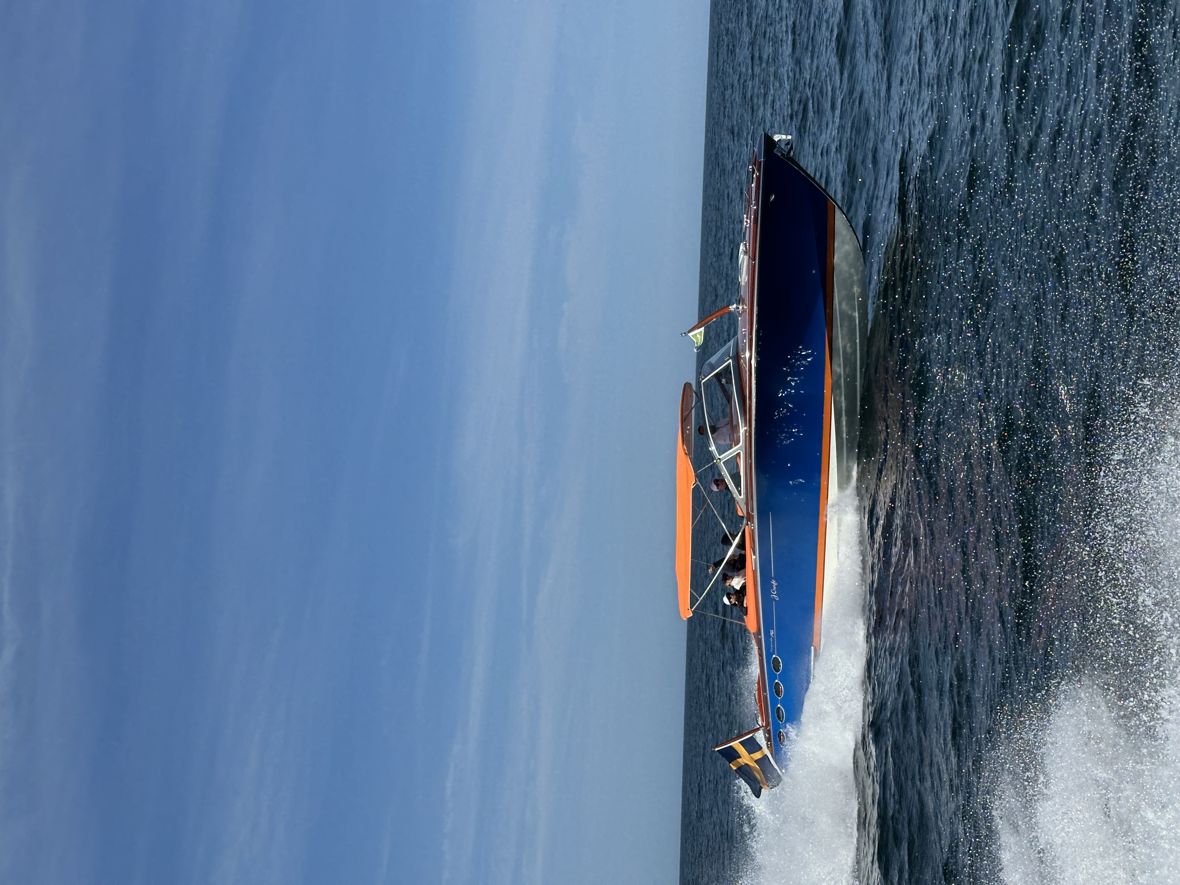 J Craft Torpedo Amazon Queen at speed on her maiden voyage, crossing the Baltic Sea from Gotland to the Stockholm archipelago