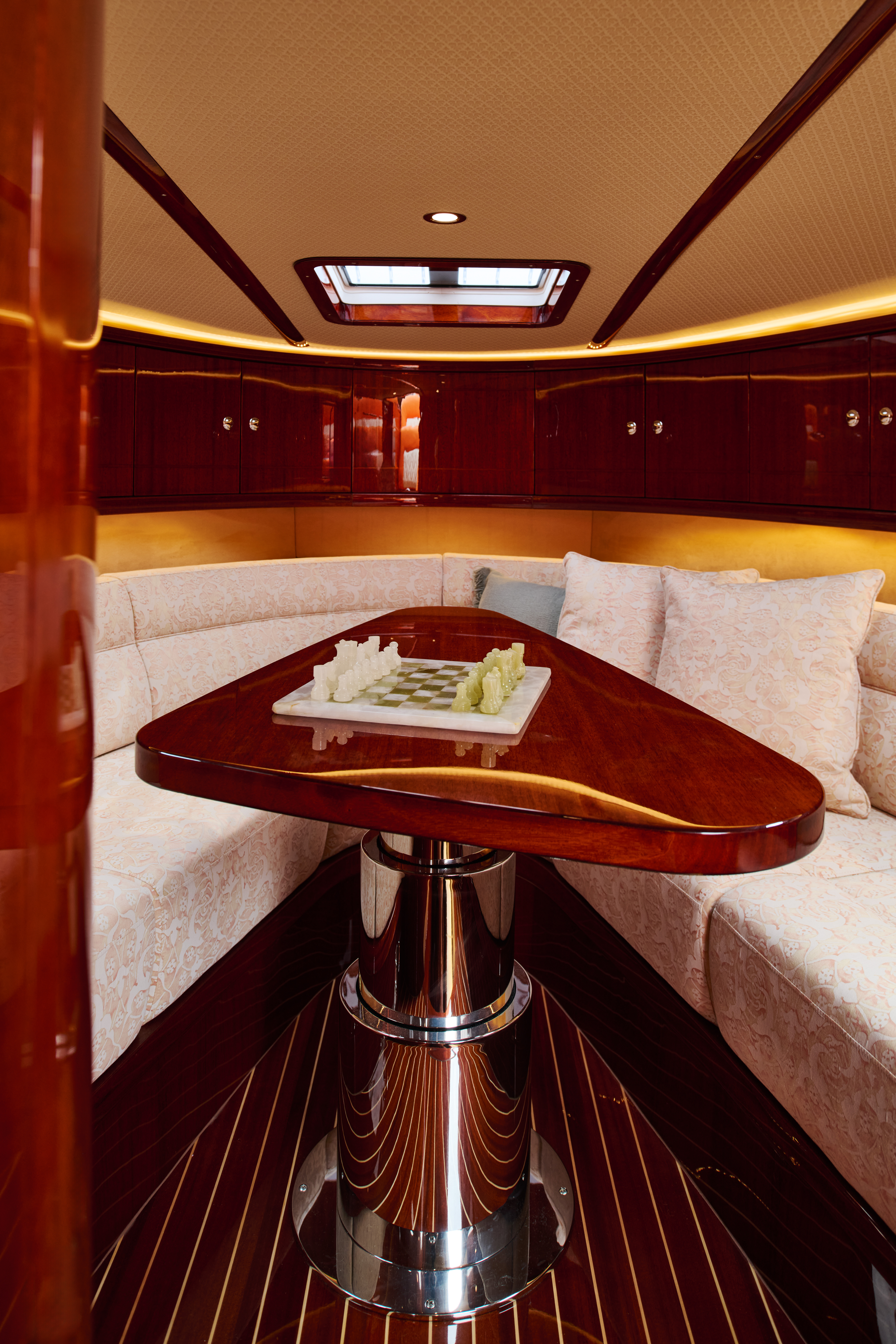 Amazon Queen’s salon with the bespoke Fortuny interior.