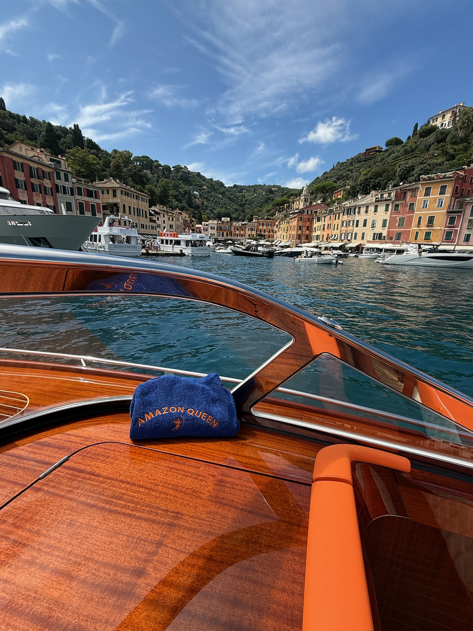 On board Amazon Queen in Portofino.