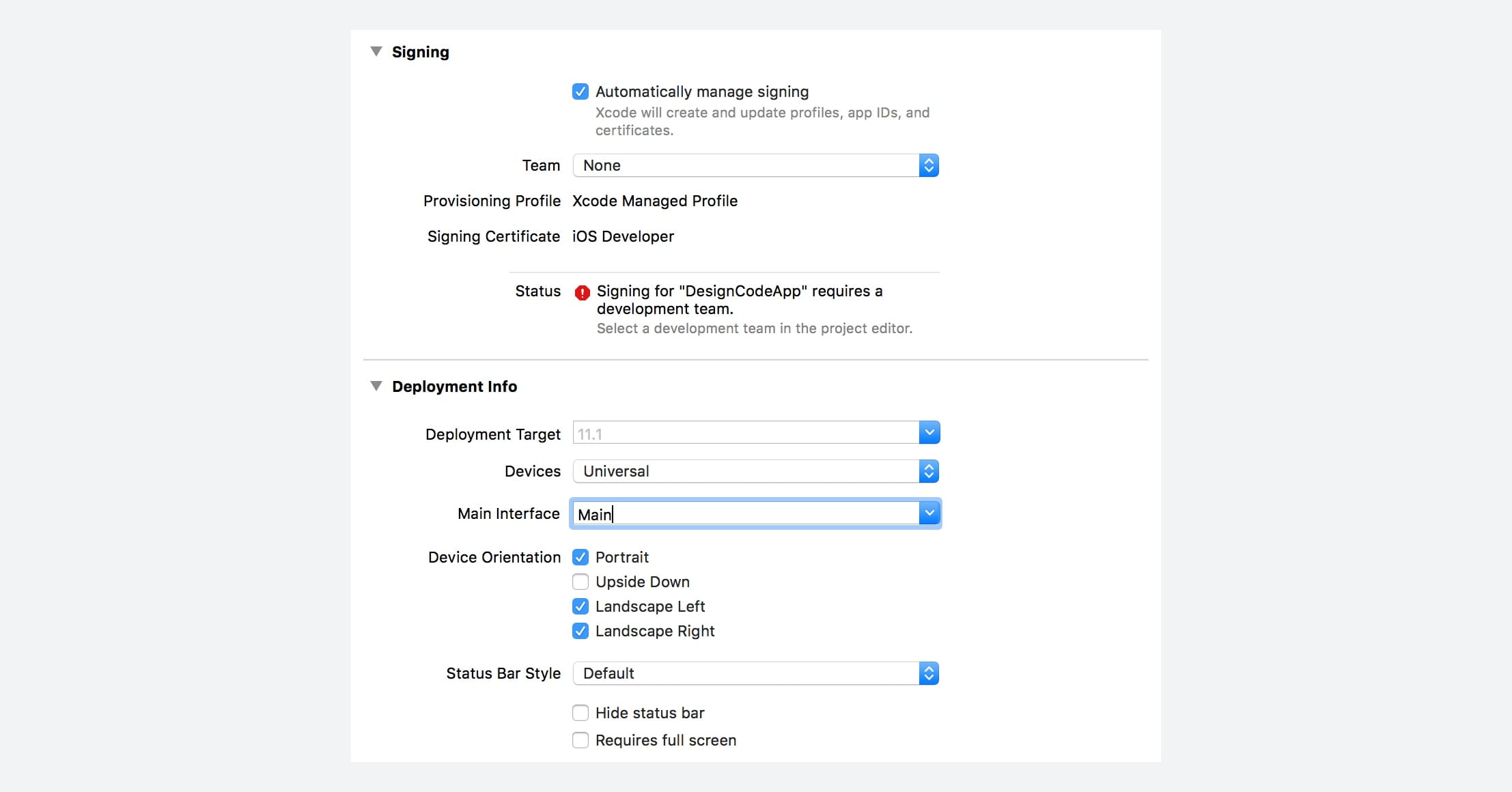 Xcode-Settings