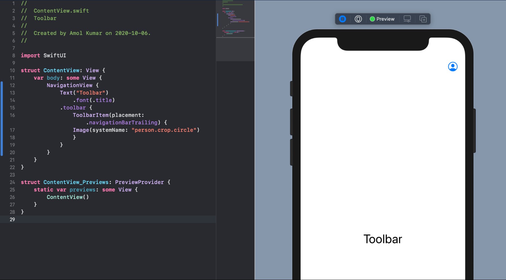 Toolbar - SwiftUI Handbook - Design+Code