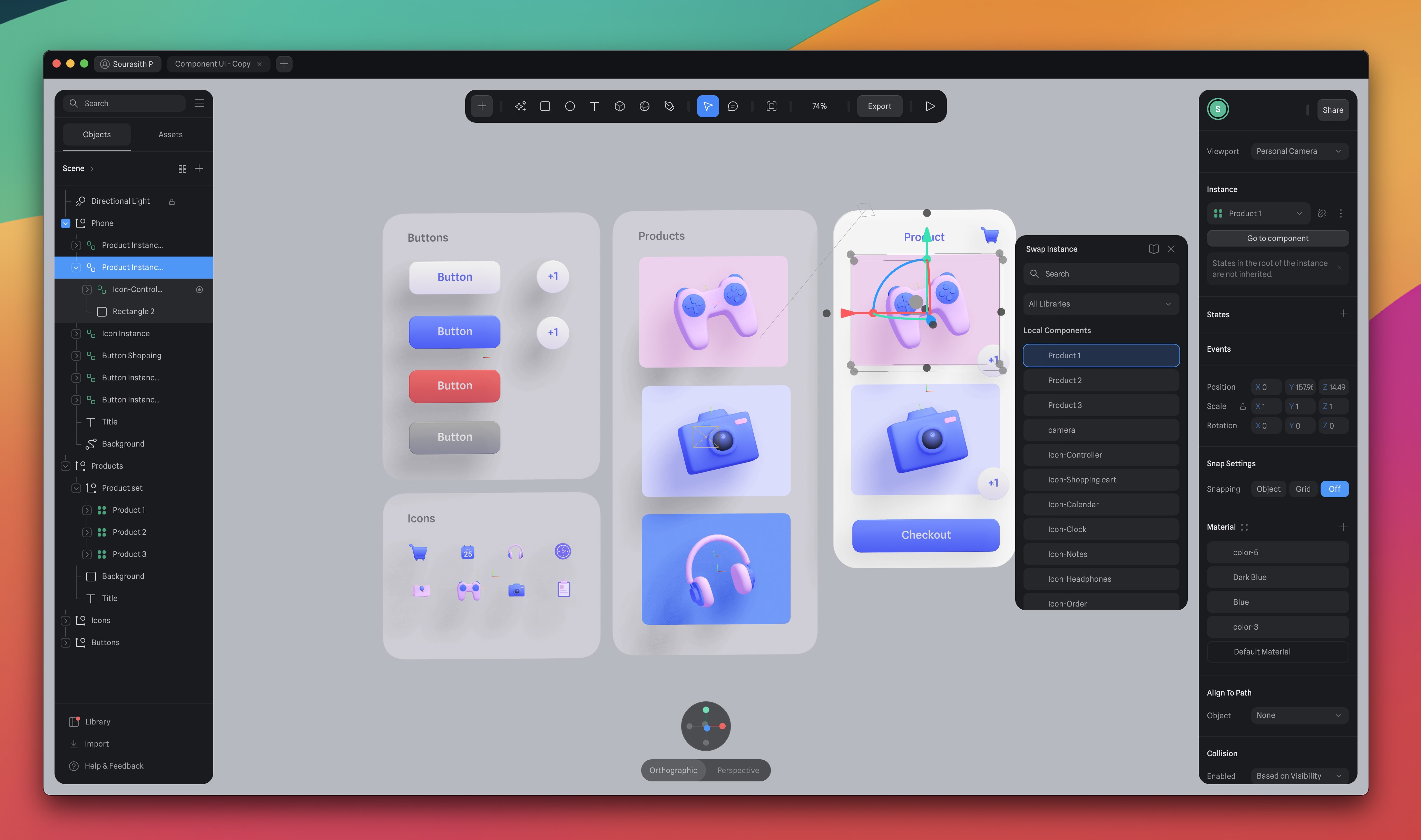 Button Components - 3D UI Interactive Web Design with Spline - Design+Code