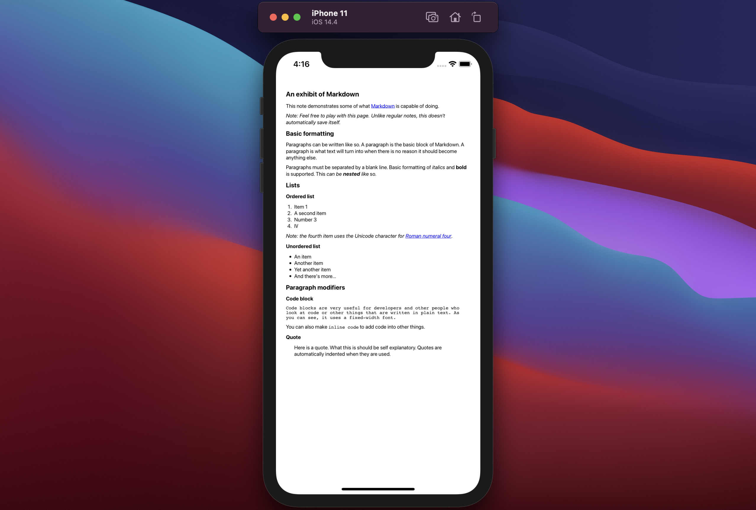 Final result of the WebView