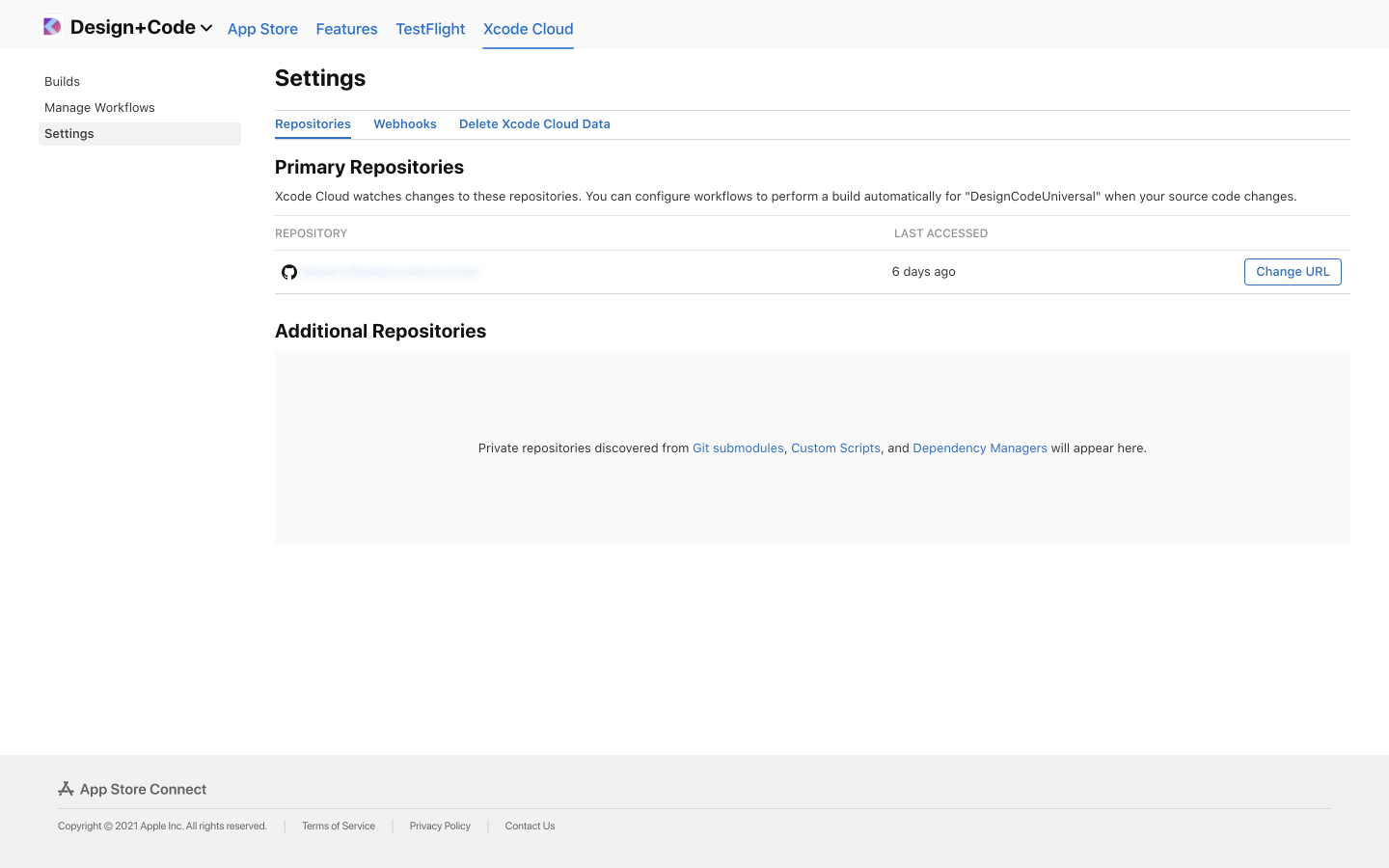 Xcode Cloud settings