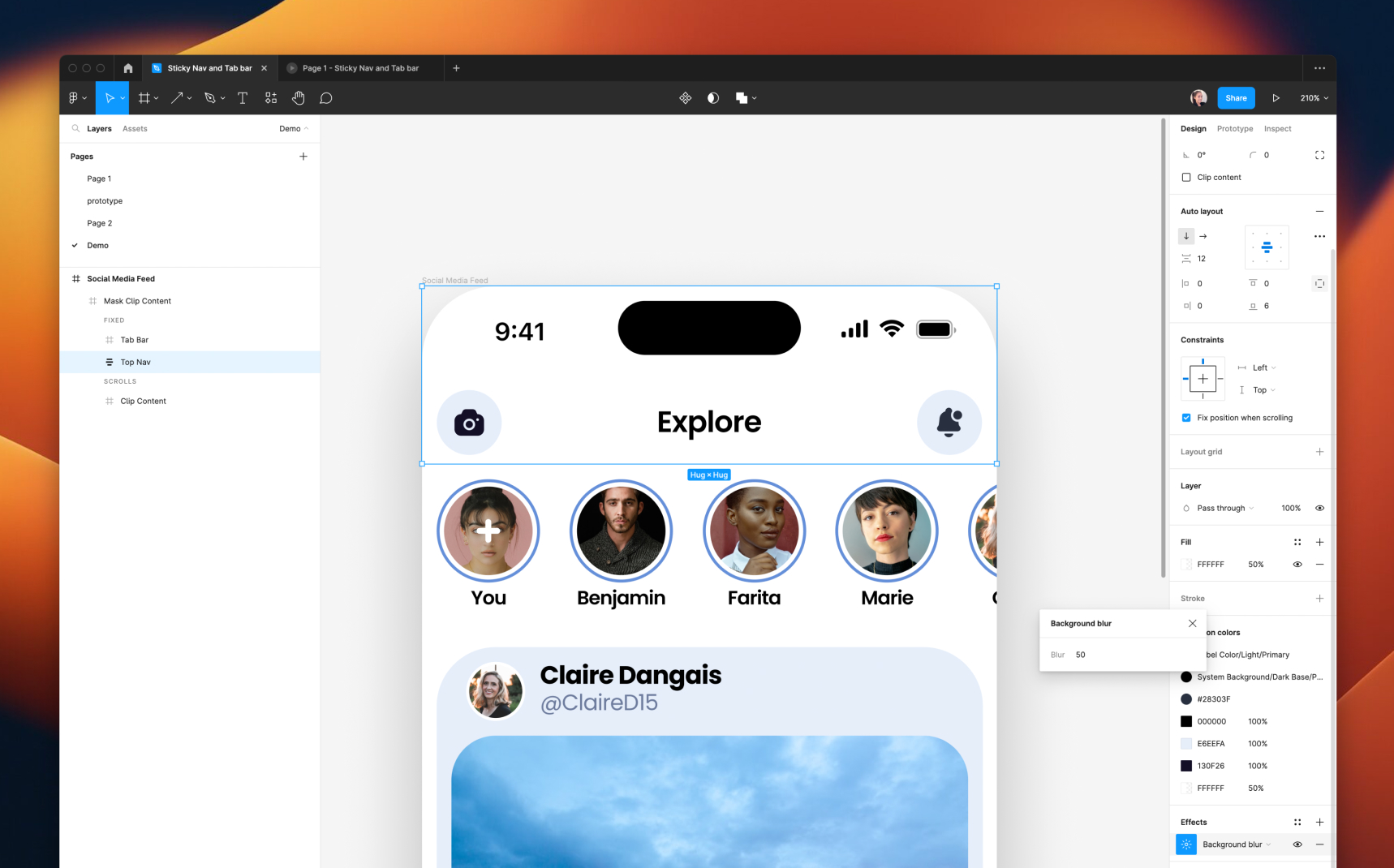 Sticky Nav and Tab Bar Prototyping - Figma Handbook - Design+Code