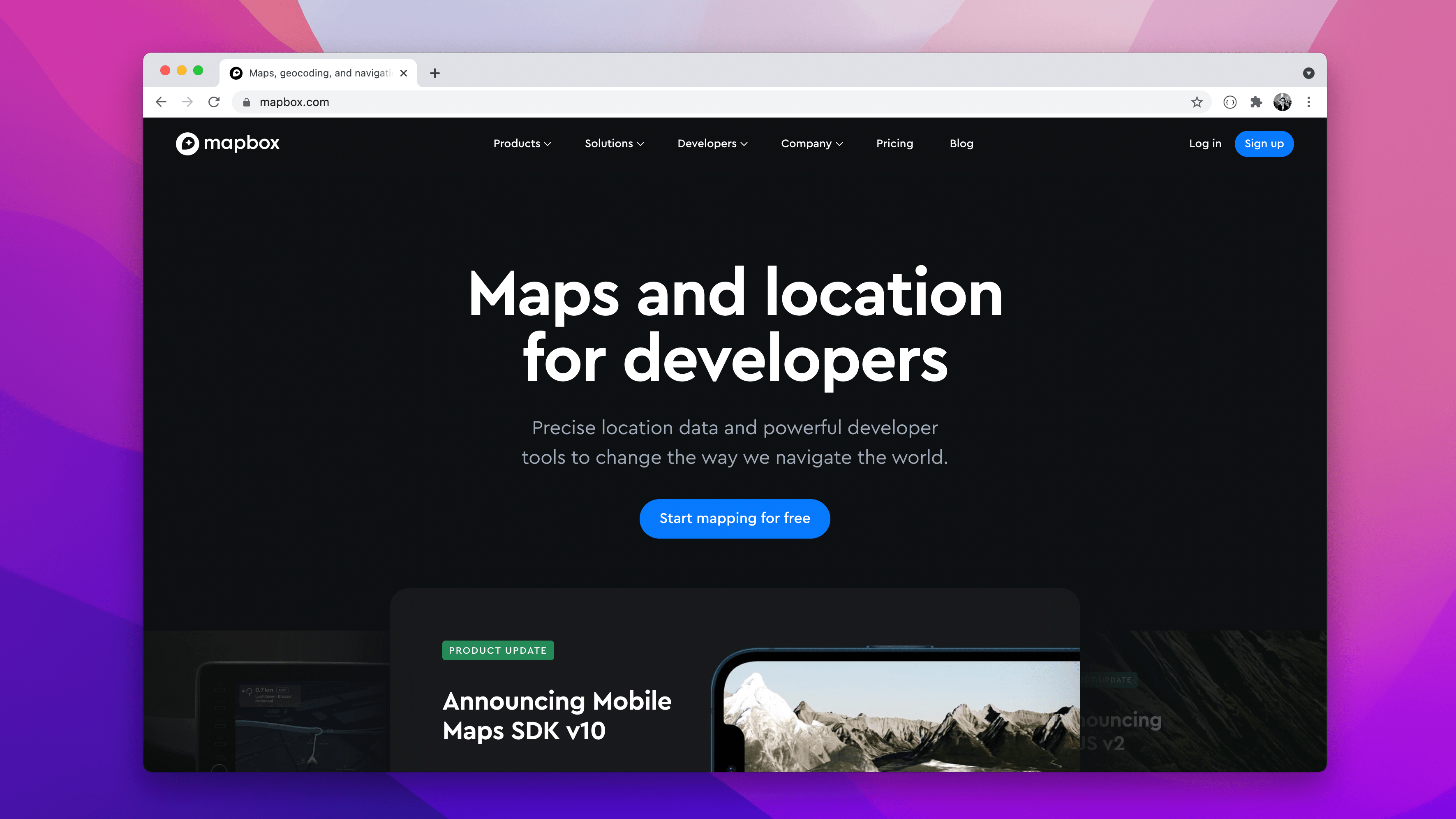 Mapbox home page