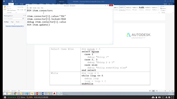 Fabrication CADmep: Scripting 101 Lab