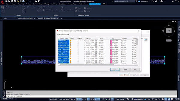 AutoCAD MEP Schedules