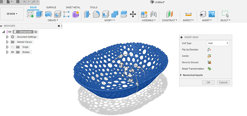 Mesh modeling with Fusion - Convert a solid body to a mesh body