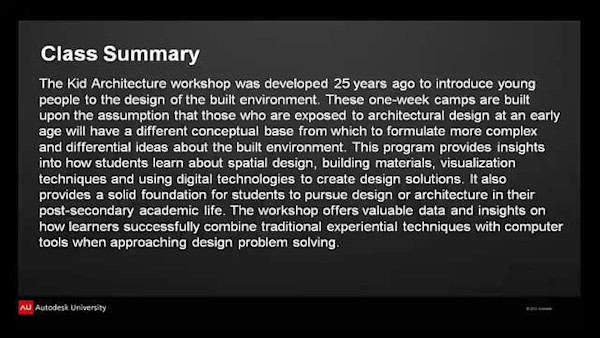 Kid Architecture Workshop: A Case Study Demonstrating How Young People Learn 3D Design